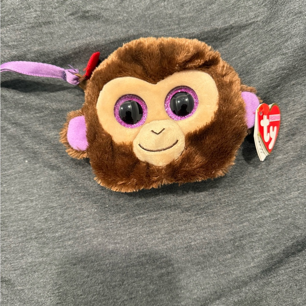 Ty Brown Monkey Plush Change Purse